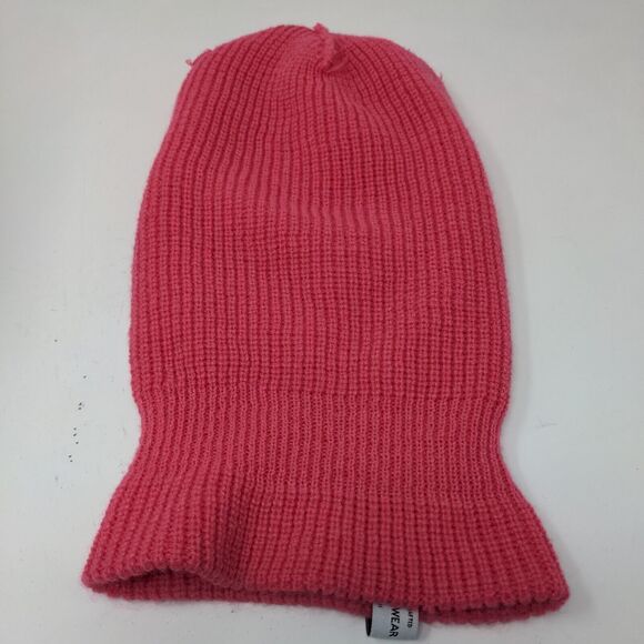 Top Headwear Women's Knit Facemask Hat Pink Patch Logo Eye Mouth Holes - Picture 9 of 10